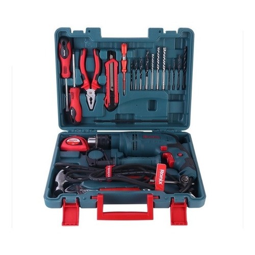 Set Taladro 650w Y Herramientas En Valija Ronix