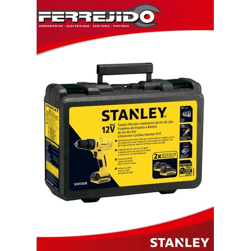 TALADRO PERCUTOR INALAMBRICO 12V STANLEY LITIO SCH12SK
