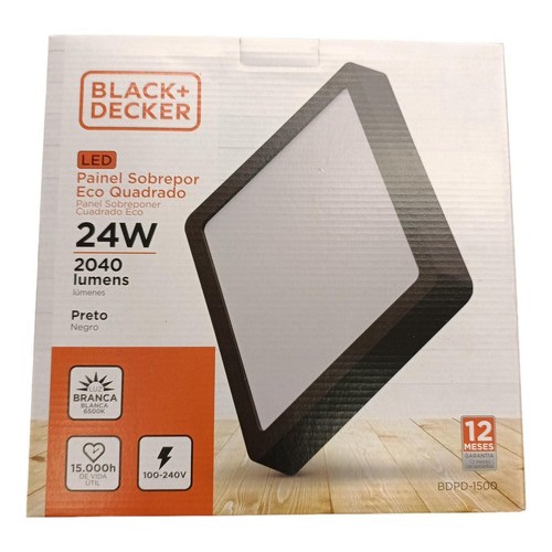 Plafon Led Cuadrado 24w Exterior Black & Decker