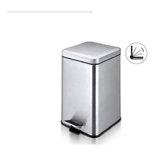 Basurero Papelera A Pedal 6l Cuadrada Acero Inox