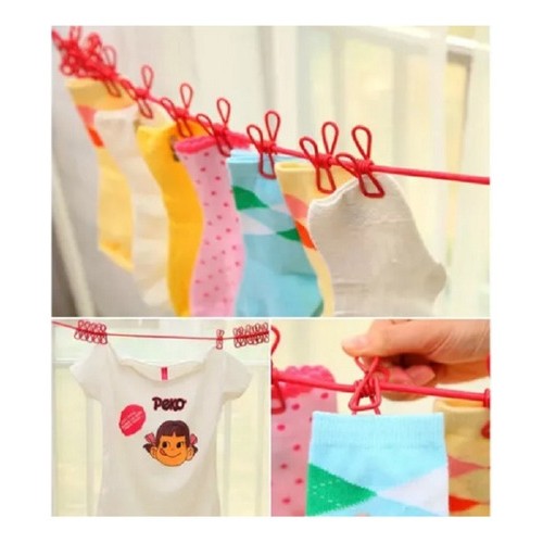 Cuerda Elastica Tendedero Ropa 12 Palillos