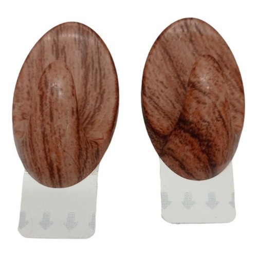 Gancho Percha Adhesiva Simil Madera Ovalada