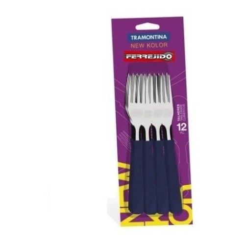 Tenedor De Mesa New Kolor Tramontina  X12 Unidades-ferrejido