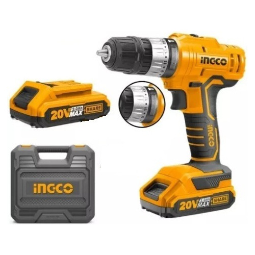 Atornillador Ingco C/percutor 2 Baterías Y Valija- Ferrejido