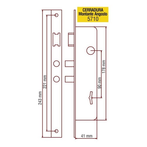 Cerradura Elisil 5710 Montante Angosto C/manija