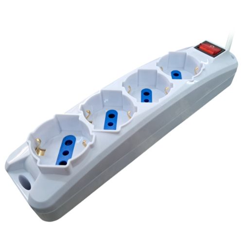 Alargue Enchufe 4 Schuko con Llave 3 Mts SL3504