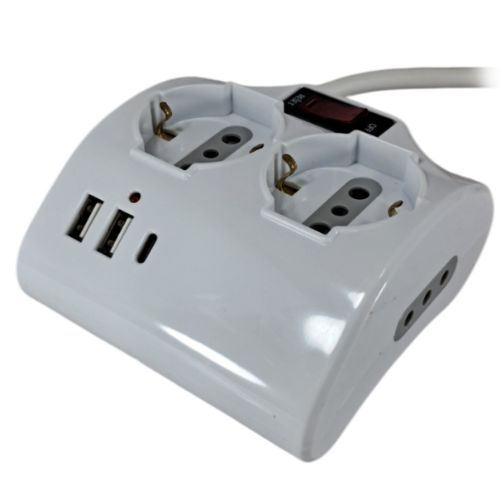 ALARGUE 3 EN LINEA SCHUKO ESCRITORIO 2 USB + 1 USB C 3MTS NAF 10A