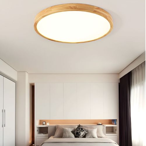 PLAFON TECHO LUZ LED 30CM CIRCULAR MADERA COLORES