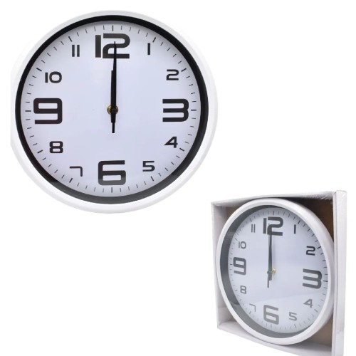 RELOJ DE PARED A PILA BLANCO 25CM SILENCIOSO