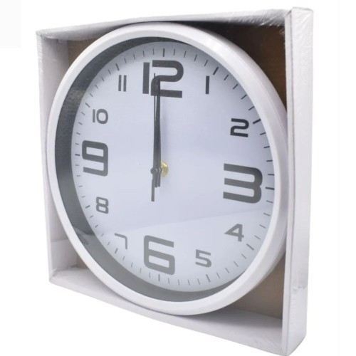 RELOJ DE PARED A PILA BLANCO 25CM SILENCIOSO