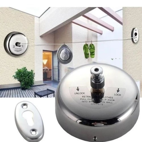 TENDEDERO CUERDA RETRACTIL EXTENSIBLE CROMADO ACERO INOX
