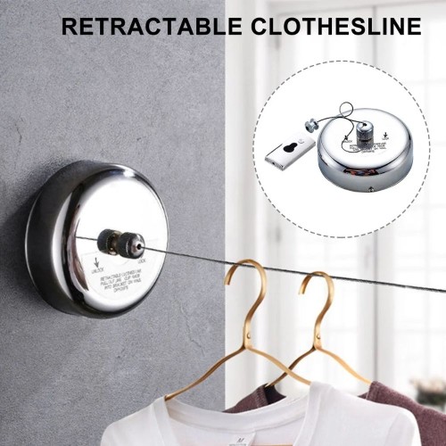 TENDEDERO CUERDA RETRACTIL EXTENSIBLE CROMADO ACERO INOX