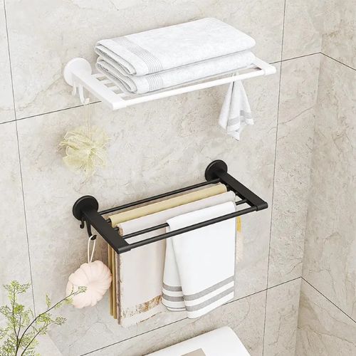 TOALLERO SOPORTE ADHESIVO ORGANIZADOR BAÑO COCINA NEGRO