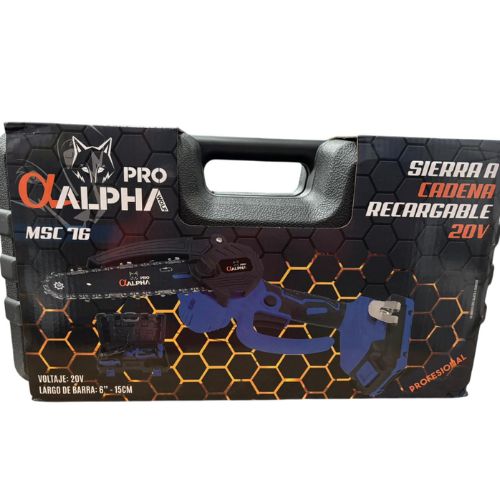 MINI MOTOSIERRA 20V ALPHA PRO 6" 1 BATERIA CARGADOR MALETA